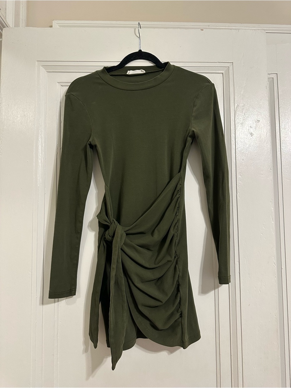 superdown Olive Green Long-Sleeve wrap Mini Dress
